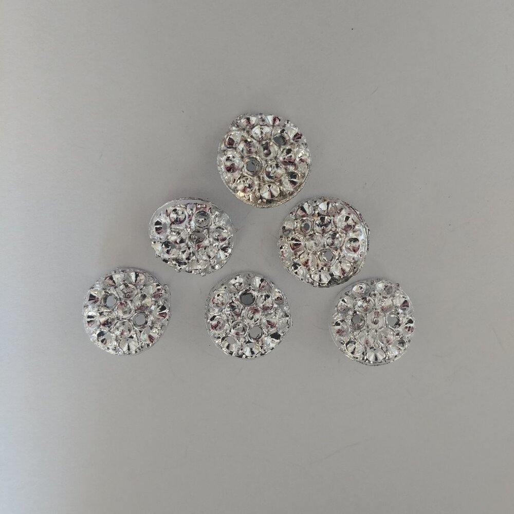 4/$20 Heavy silver metal honeycomb buttons matching set of 6 six